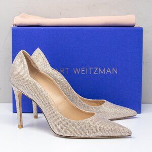 Stuart Weitzman Stuart 100 Scallop Poudre Glitter Heels